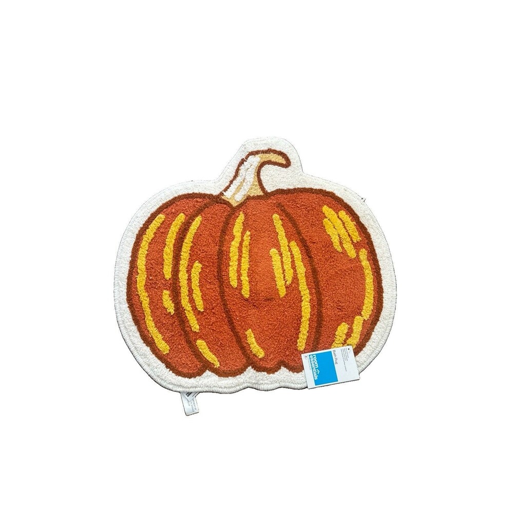 Room Essentials Pumpkin Bath Rug Orange Cotton Fall Halloween Decor 20" x 23"